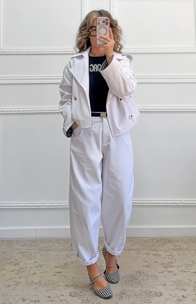 Παντελόνι denim λευκό