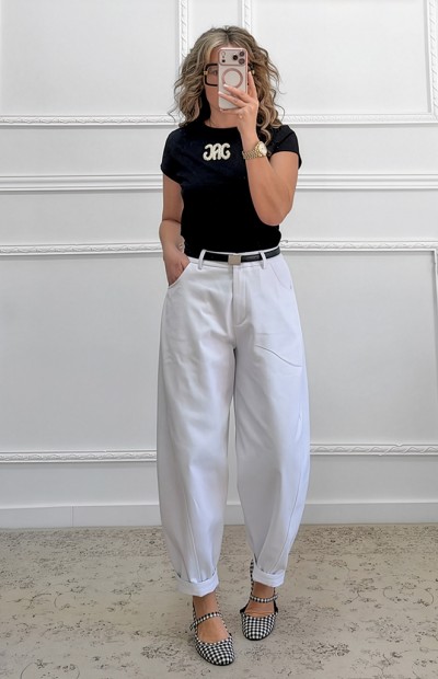 Παντελόνι denim λευκό