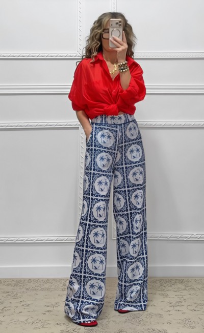 Wide leg παντελόνα