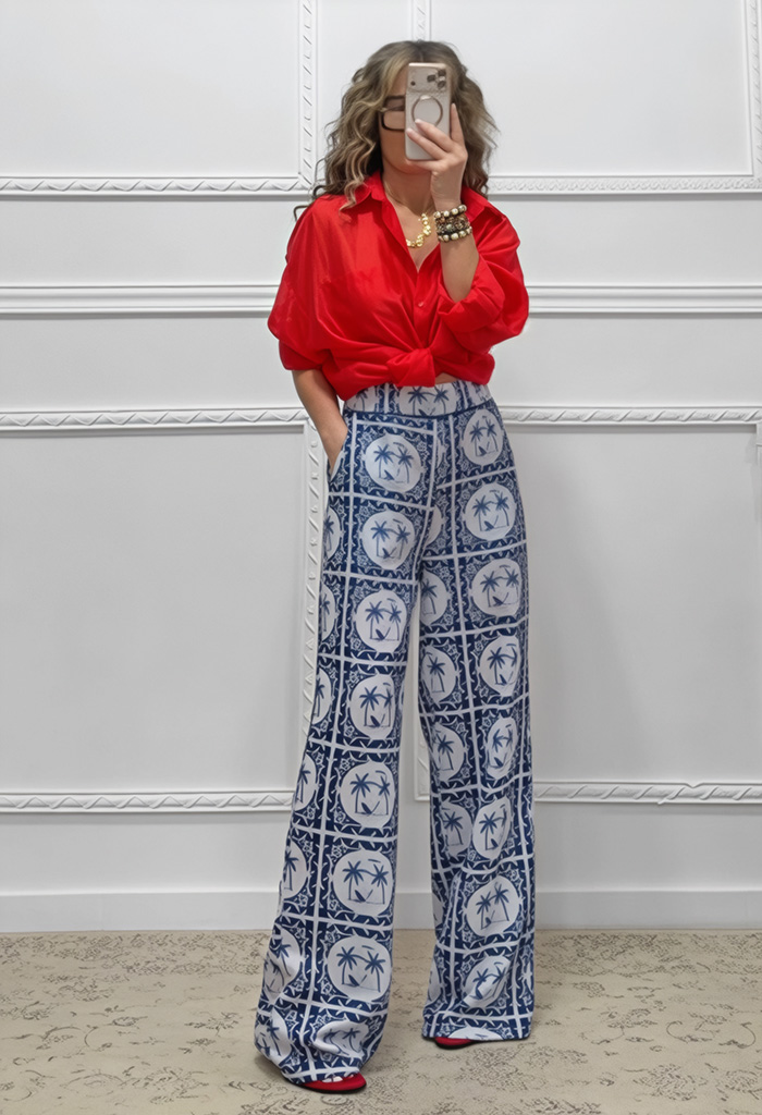 Wide leg παντελόνα