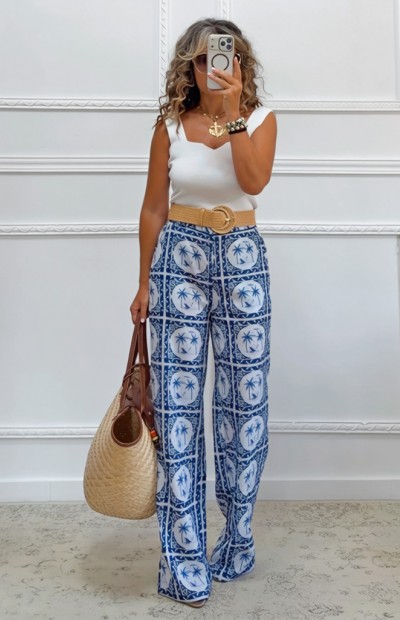 Wide leg παντελόνα