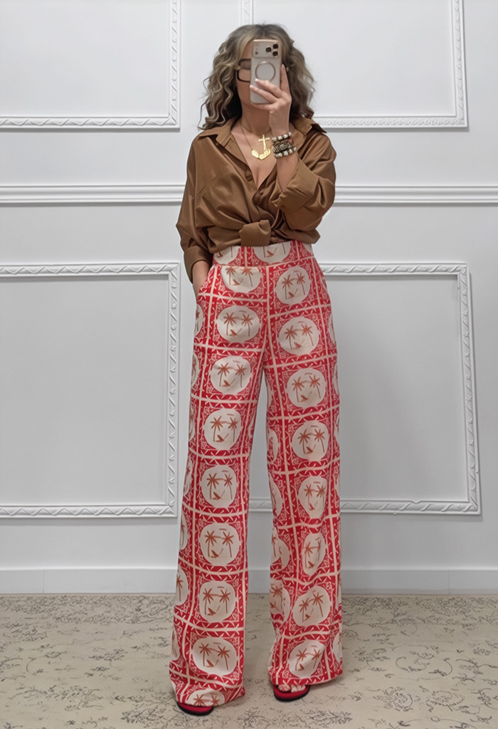 Wide leg παντελόνα