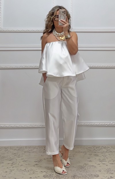 Tapered παντελόνι λευκό