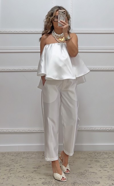 Tapered παντελόνι λευκό