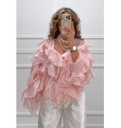 Μπλούζα με βολάν ροζ