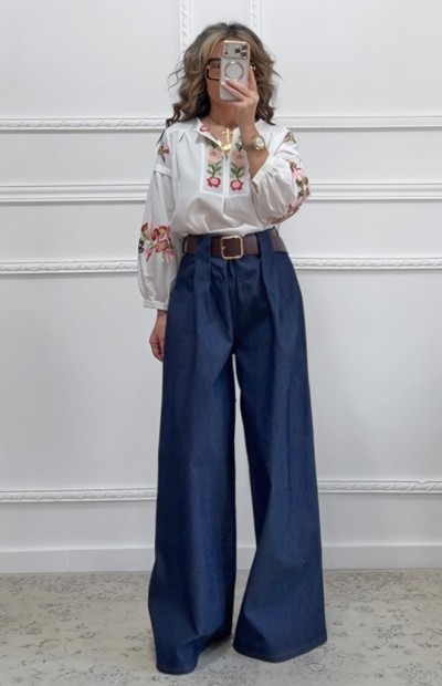 Ψηλόμεση παντελόνα μπλε