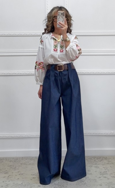 Ψηλόμεση παντελόνα μπλε