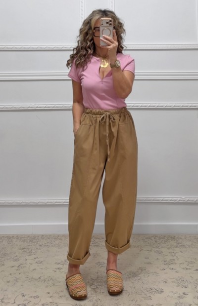 Μπλουζάκι με φερμουάρ ροζ