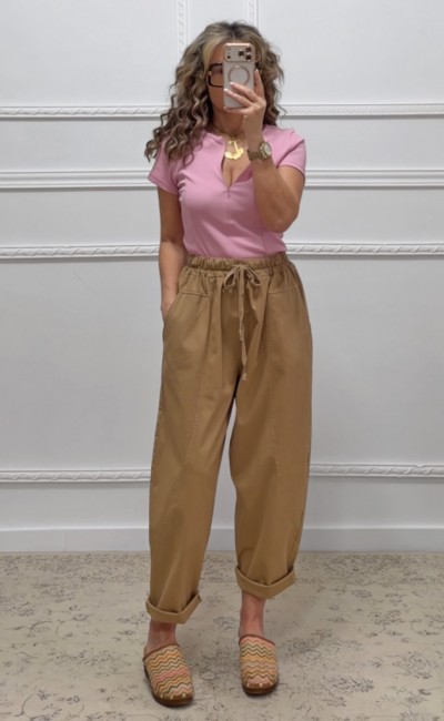 Μπλουζάκι με φερμουάρ ροζ