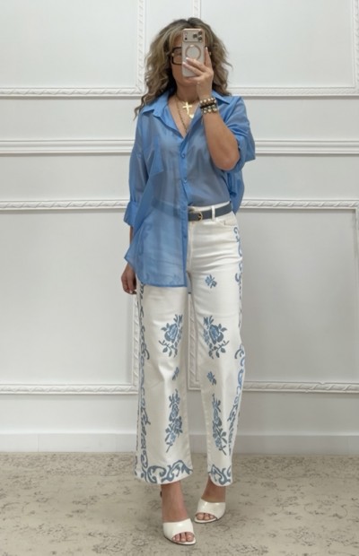 Ημιδιάφανο πουκάμισο γαλάζιο