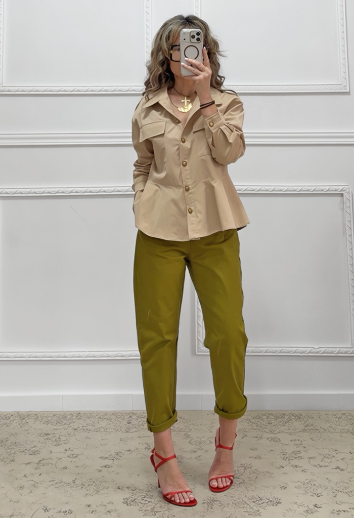 Mom fit παντελόνι πράσινο