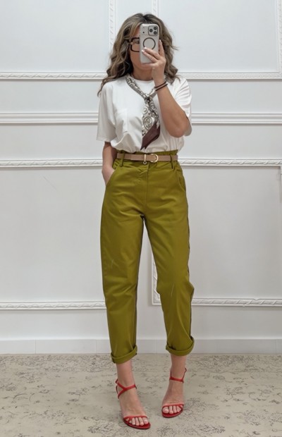 Mom fit παντελόνι πράσινο