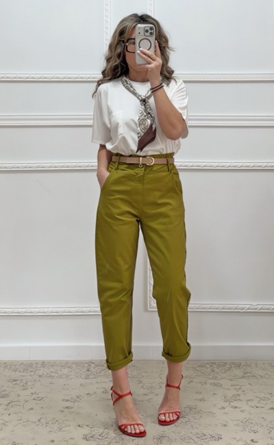 Mom fit παντελόνι πράσινο