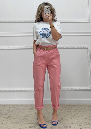 Mom fit παντελόνι ροζ