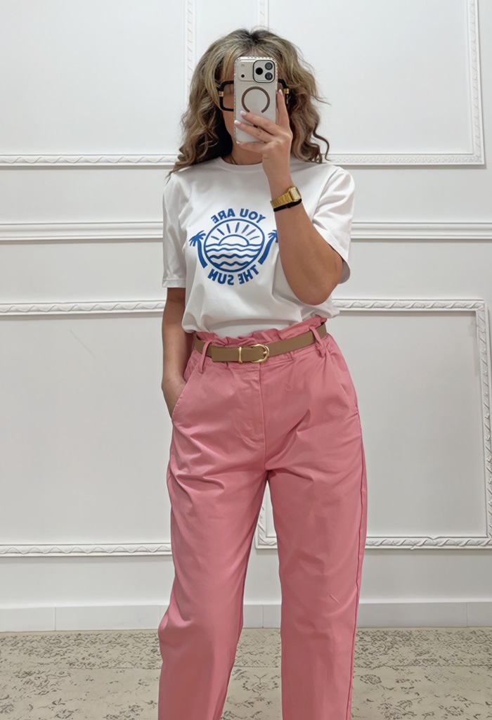 Mom fit παντελόνι ροζ