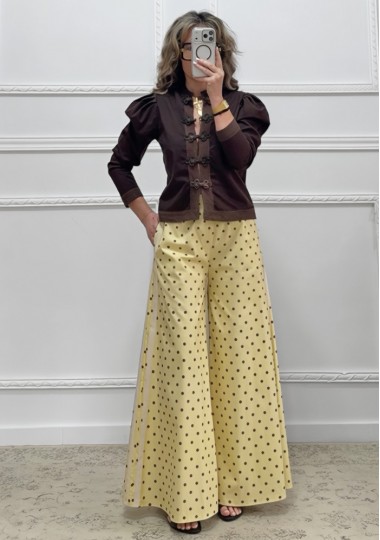 Πουά παντελόνα κίτρινη