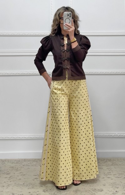 Πουά παντελόνα κίτρινη