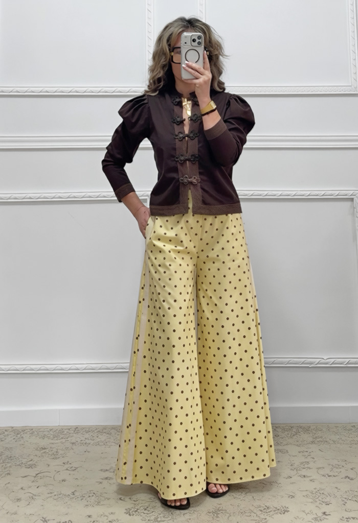 Πουά παντελόνα κίτρινη