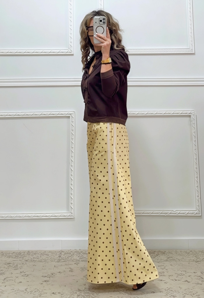 Πουά παντελόνα κίτρινη