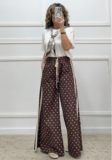 Πουά παντελόνα καφέ