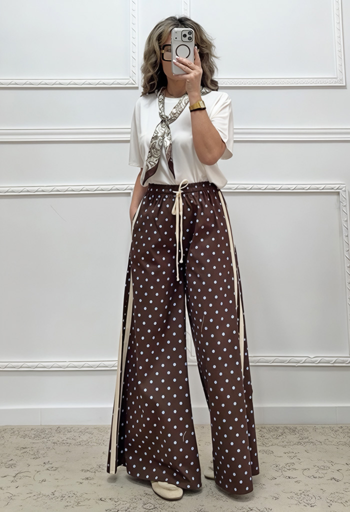 Πουά παντελόνα καφέ