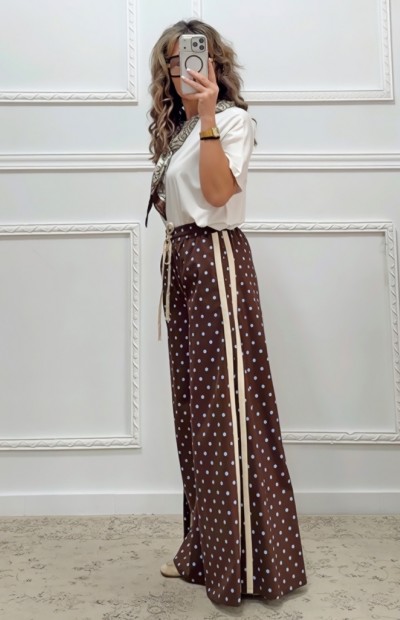 Πουά παντελόνα καφέ