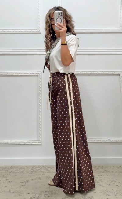 Πουά παντελόνα καφέ