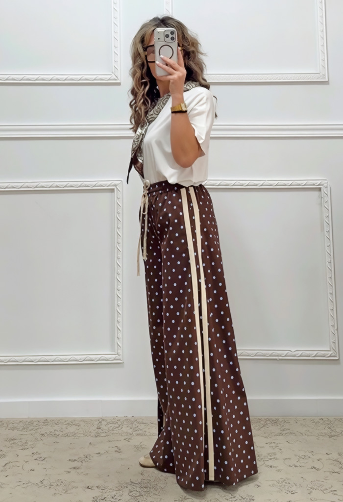 Πουά παντελόνα καφέ