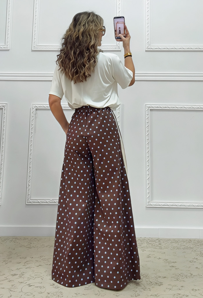 Πουά παντελόνα καφέ