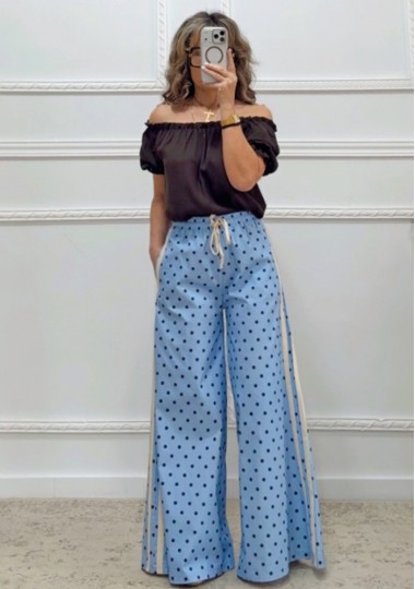 Πουά παντελόνα γαλάζια