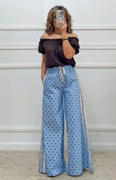 Πουά παντελόνα γαλάζια