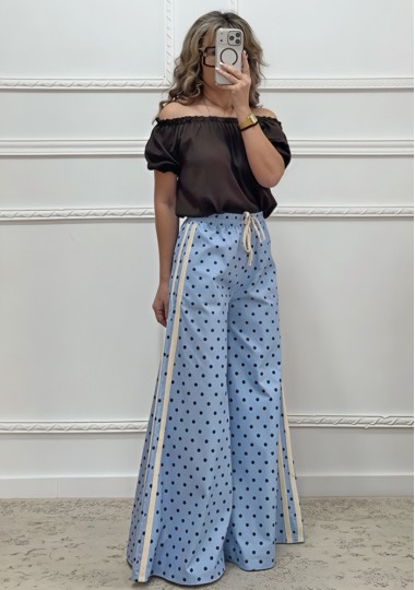 Πουά παντελόνα γαλάζια