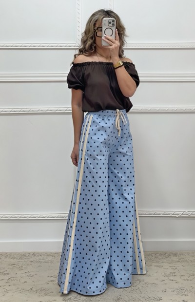 Πουά παντελόνα γαλάζια