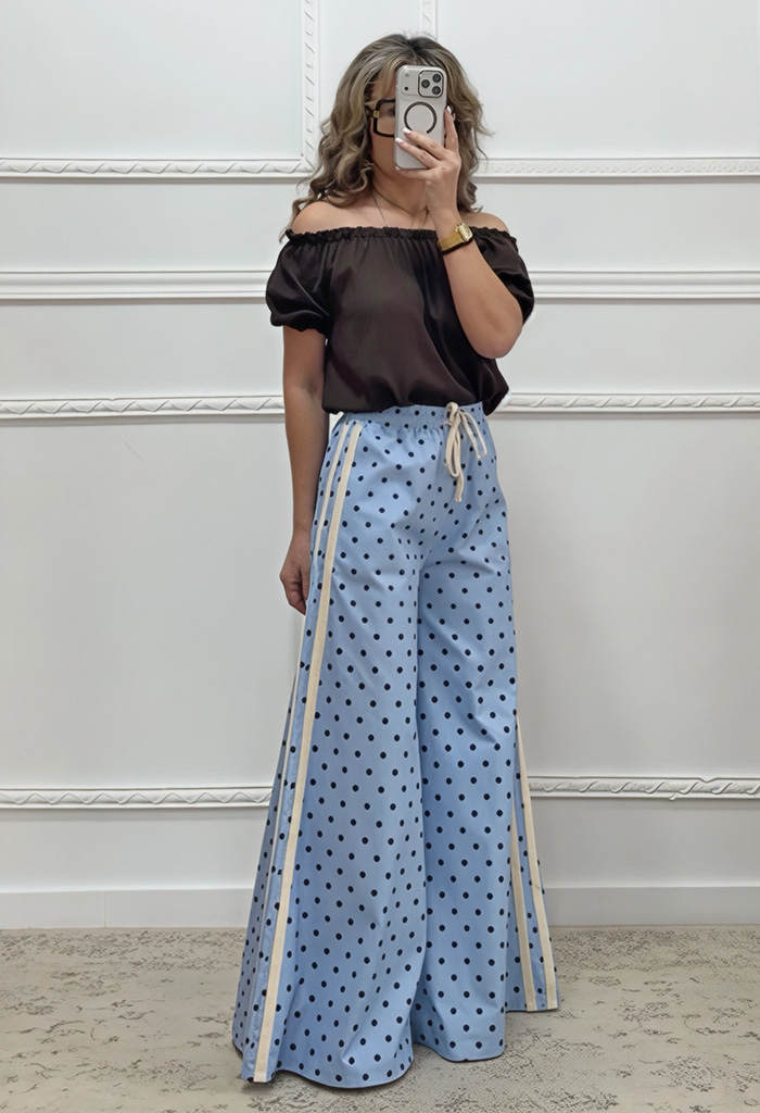 Πουά παντελόνα γαλάζια