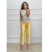 Tapered παντελόνι κίτρινο