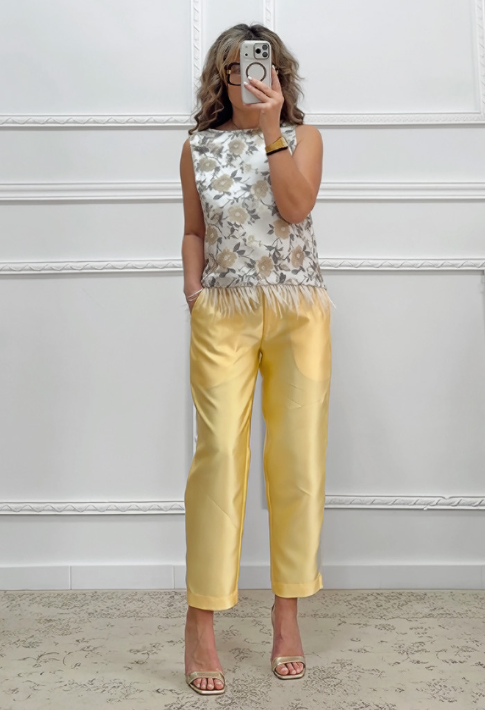 Tapered παντελόνι κίτρινο