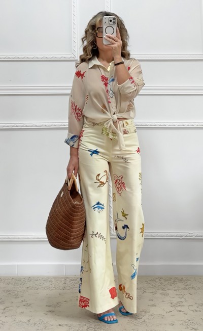 Wide leg ψηλόμεσο παντελόνι
