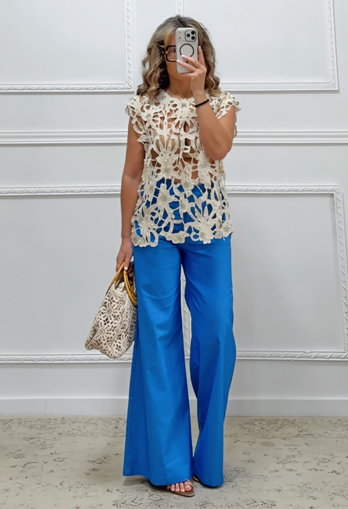 Wide leg παντελόνι