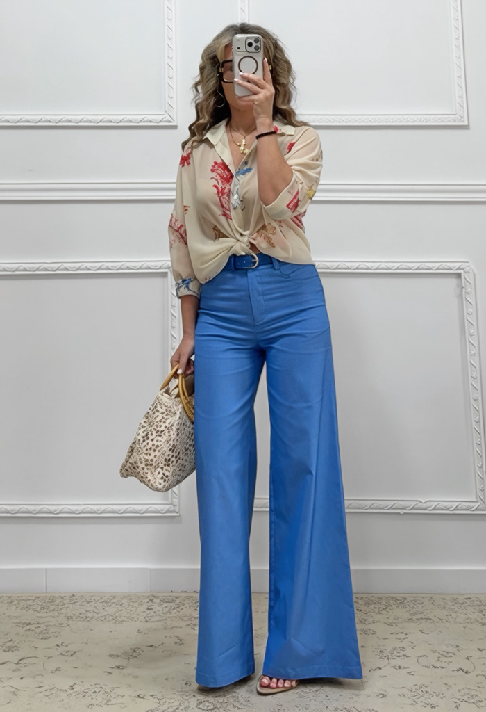 Wide leg παντελόνι