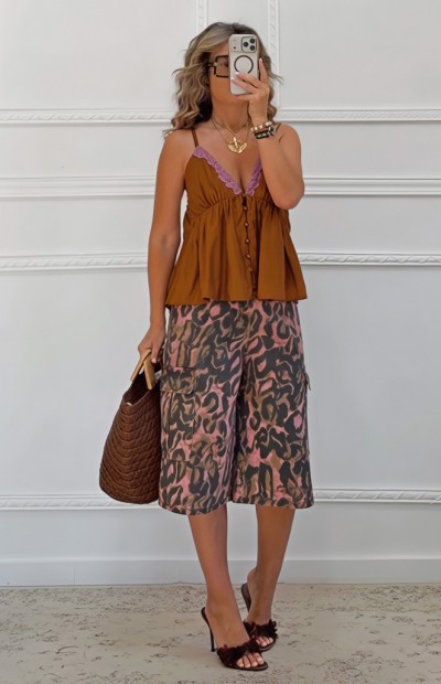 Animal print βερμούδα