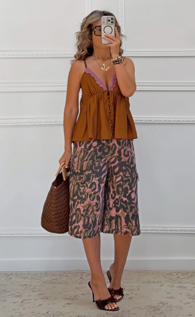 Animal print βερμούδα