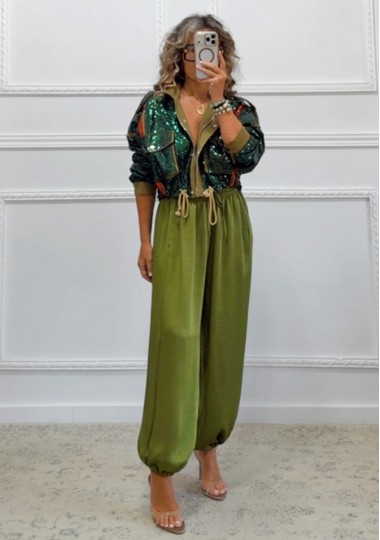 Cropped jacket με παγιέτες