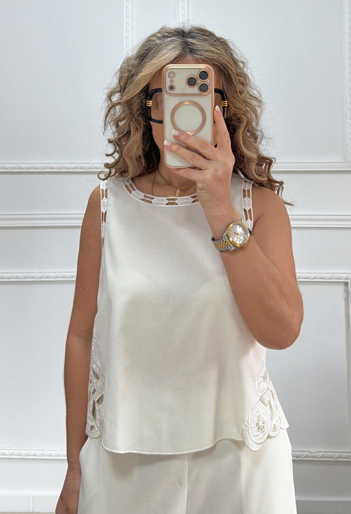 Σετ με κεντήματα λευκό