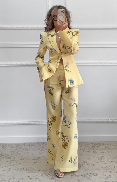 Floral κοστούμι κίτρινο