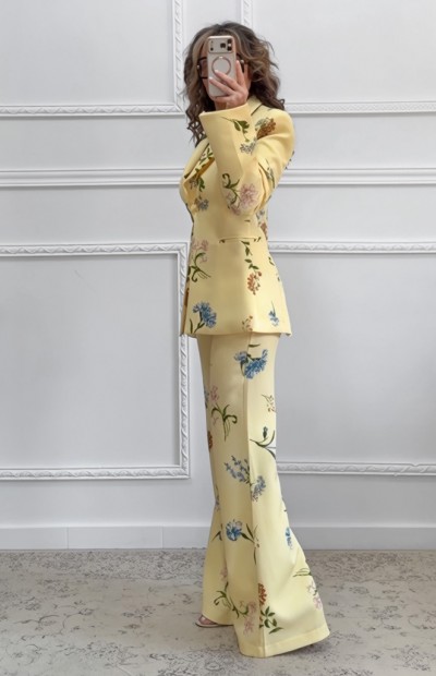 Floral κοστούμι κίτρινο