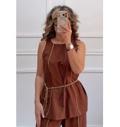 Σετ παντελόνα μπλούζα καφέ