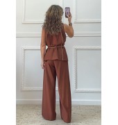 Σετ παντελόνα μπλούζα καφέ