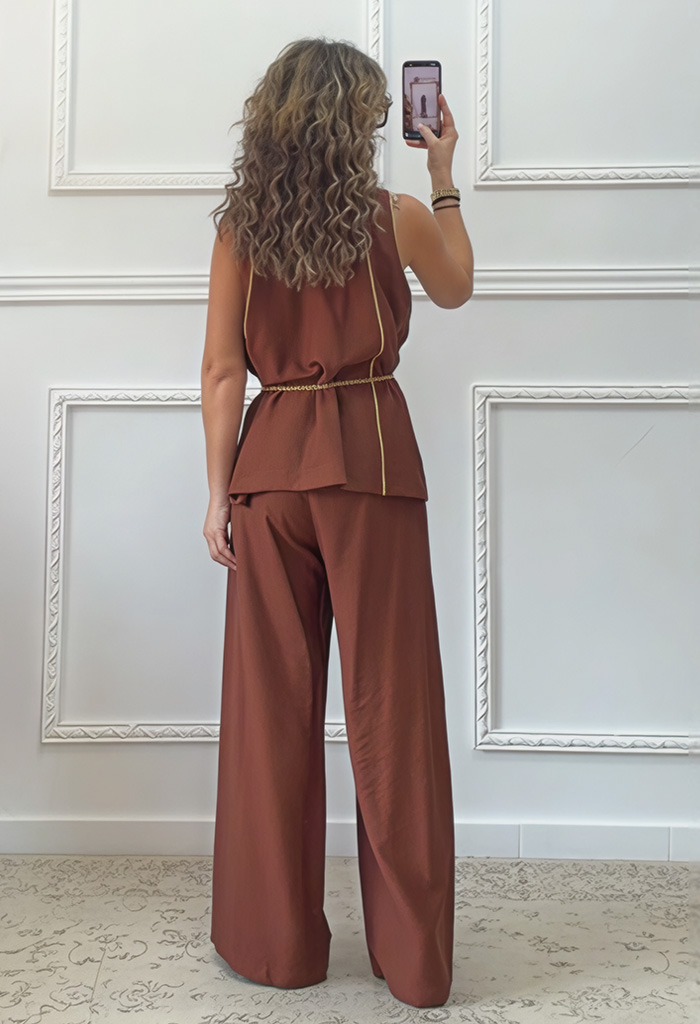 Σετ παντελόνα μπλούζα καφέ