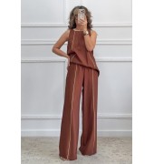 Σετ παντελόνα μπλούζα καφέ