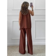 Σετ παντελόνα μπλούζα καφέ